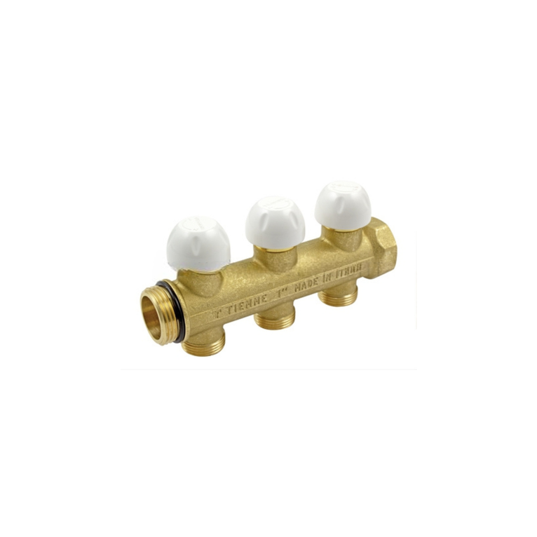 tiemme collettore di distribuzione floor  in ottone completo di valvole 1"g 2 vie 3/4"(18)