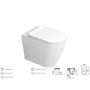 CERAMICA DOLOMITE VASO FILO MURO SERIE MIRTO 36x55 - SENZA BRIDA