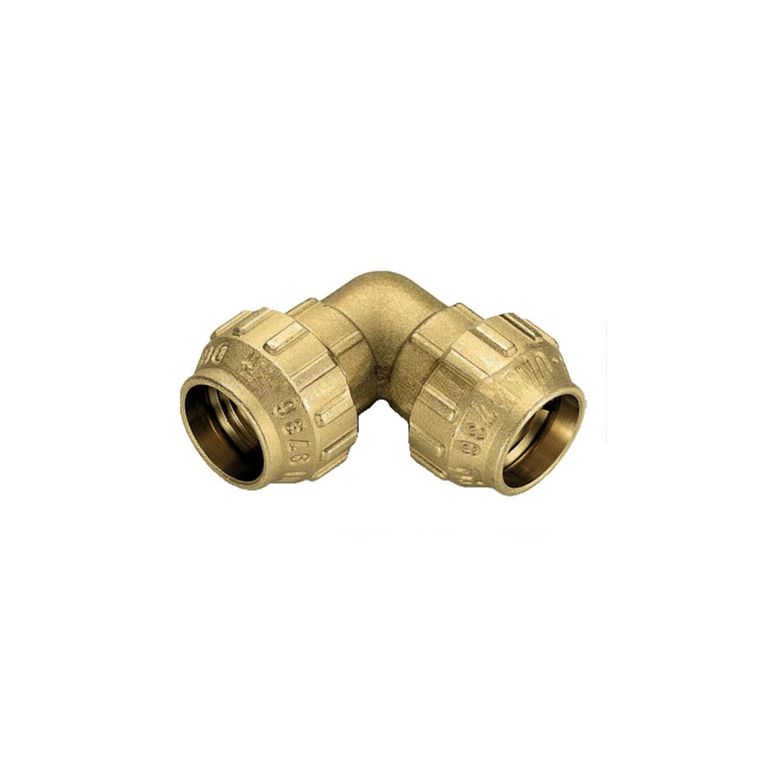 tiemme raccordo curvo a compressione cobraring con tenuta o-ring ed ogiva in ottone per tubo pe-pehd pex 25 x 25 pn30