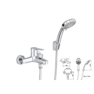 MISCELATORE ESTERNO VASCA/DOCCIA CON KIT DOCCINO 5 FUNZIONI E SUPPORTO A MURO - CERAMICA DOLOMITE
